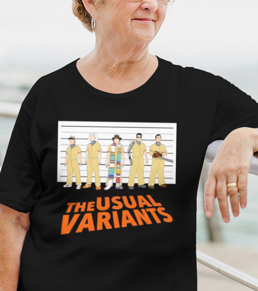 The Usual Variants Parody Featuring Sci-Fi Time Travel Characters In Lineup T-Shirt