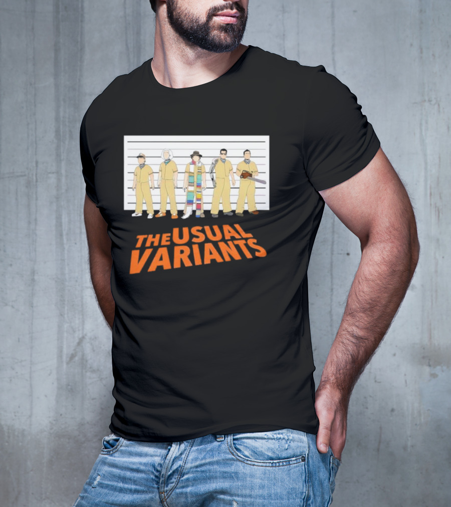 The Usual Variants Parody Featuring Sci-Fi Time Travel Characters In Lineup T-Shirt