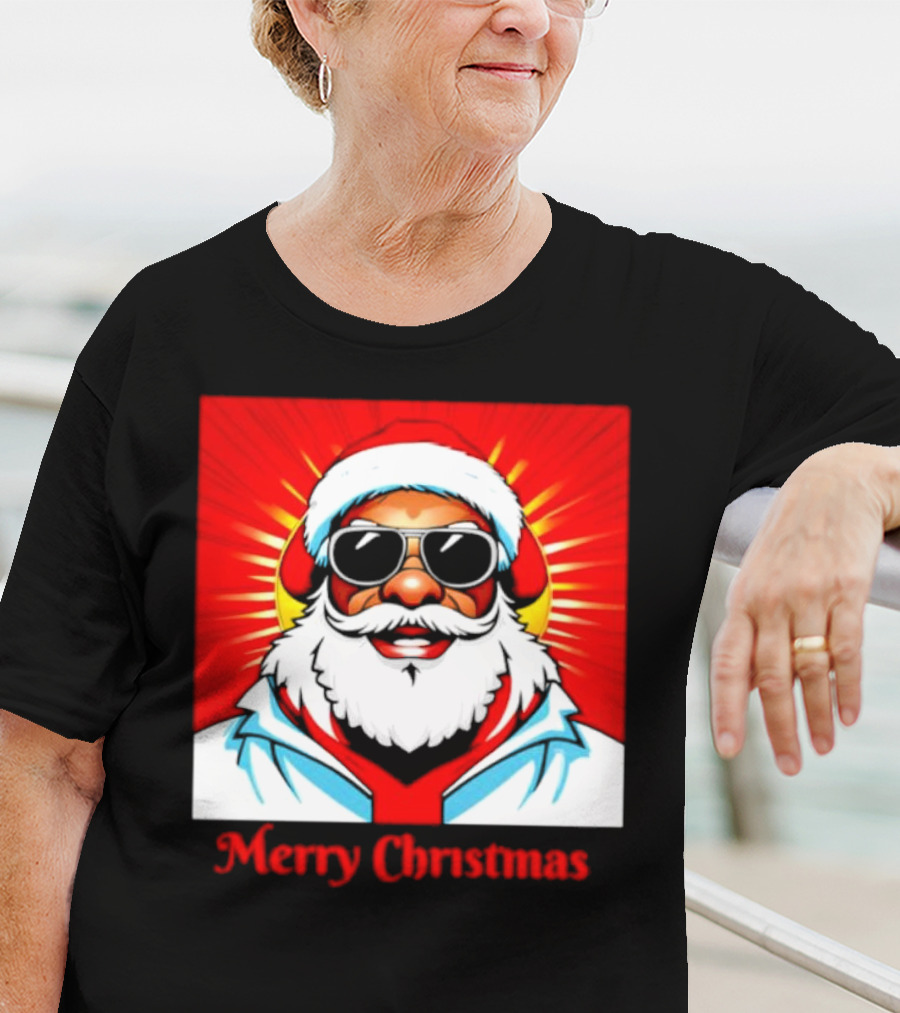 Bright Santa Merry Christmas In Cool Cartoon T-Shirt