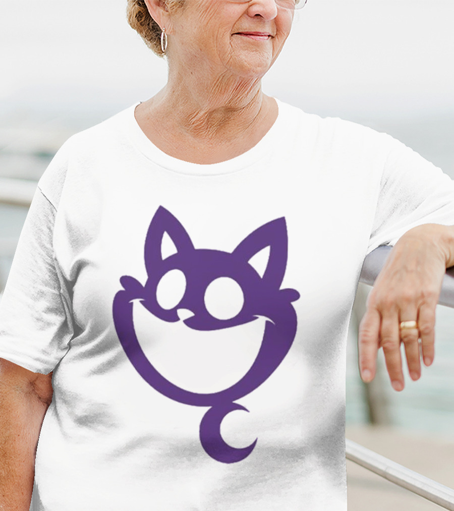 Cheshire Cat Purple Silhouette Face Design Catnap Face T-Shirt
