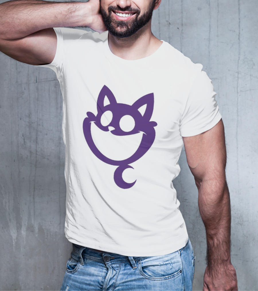Cheshire Cat Purple Silhouette Face Design Catnap Face T-Shirt
