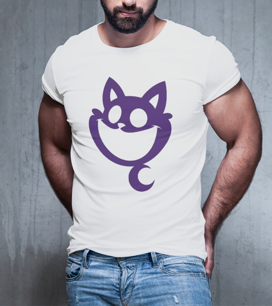 Cheshire Cat Purple Silhouette Face Design Catnap Face T-Shirt