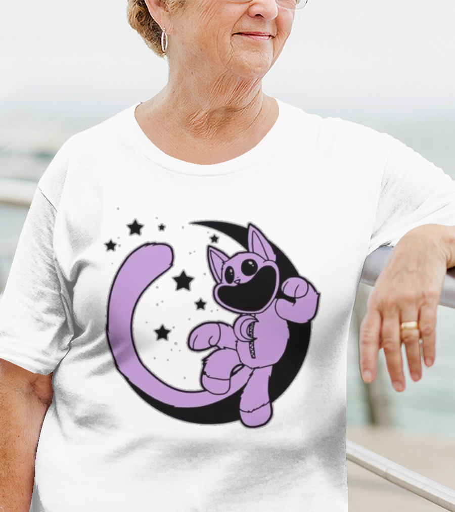 CatNap Astronaut Cat In Space With Crescent Moon And Stars T-Shirt