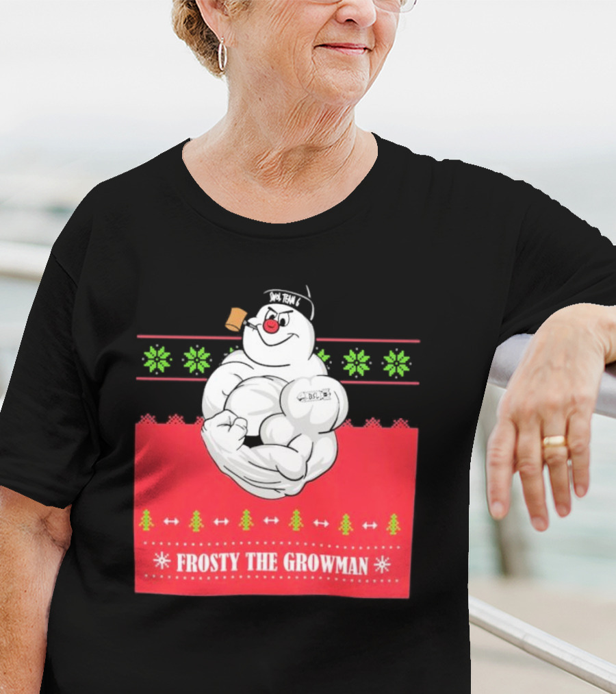 Frosty The Growman Christmas Bodybuilder Snowman T-Shirt