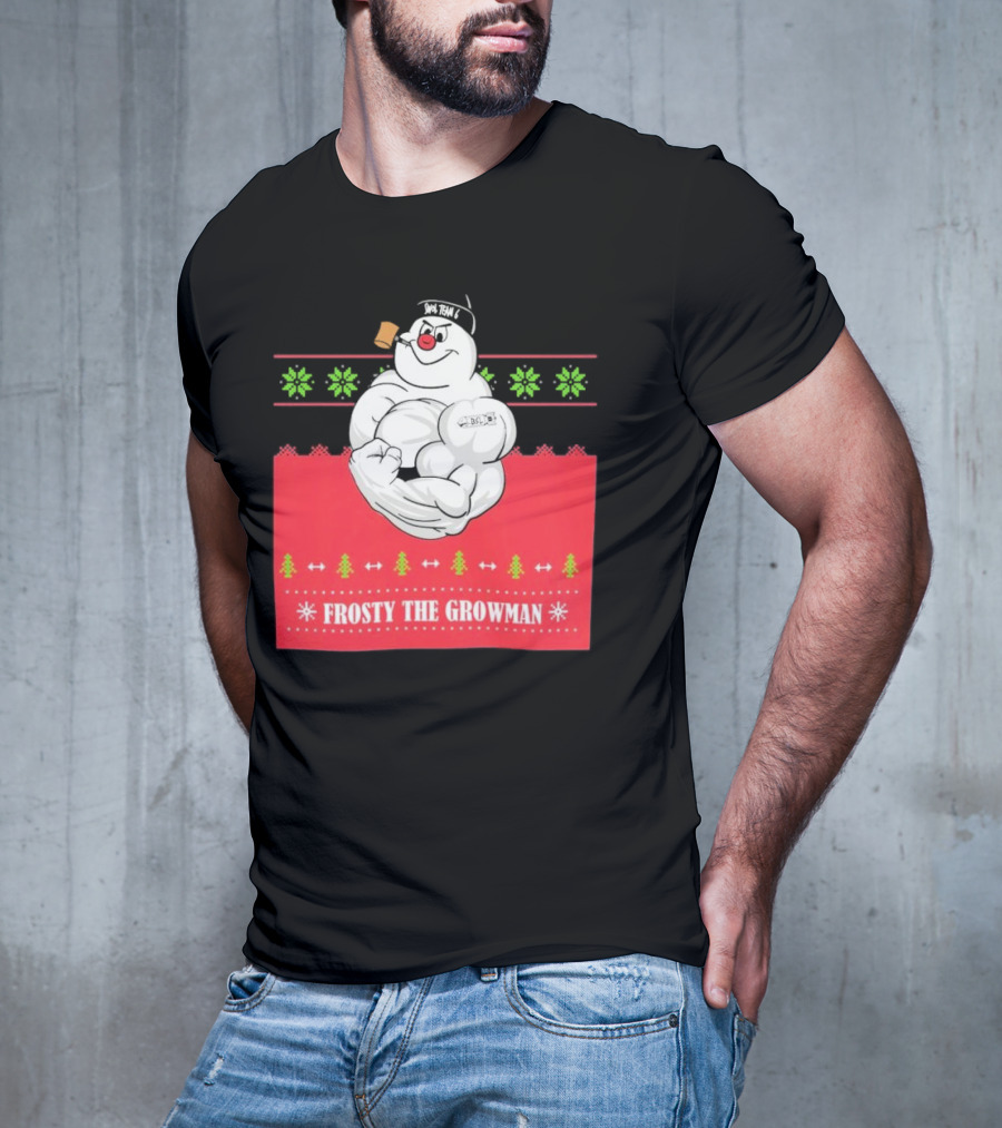 Frosty The Growman Christmas Bodybuilder Snowman T-Shirt