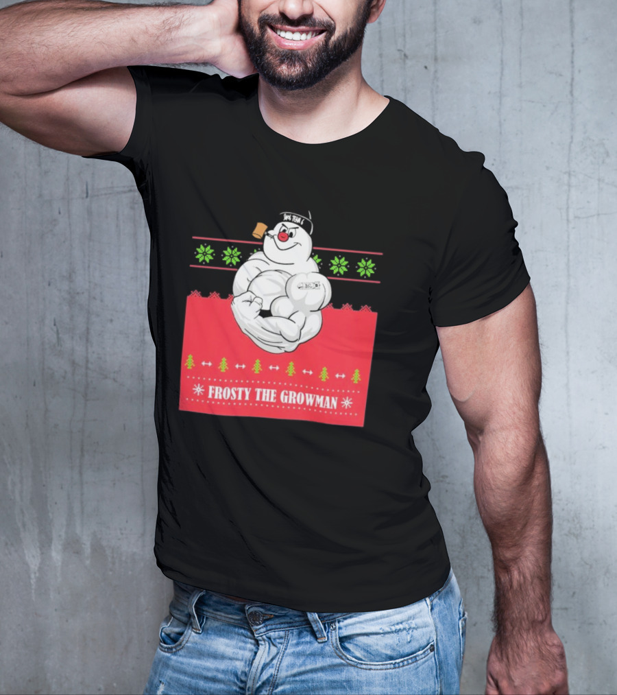 Frosty The Growman Christmas Bodybuilder Snowman T-Shirt