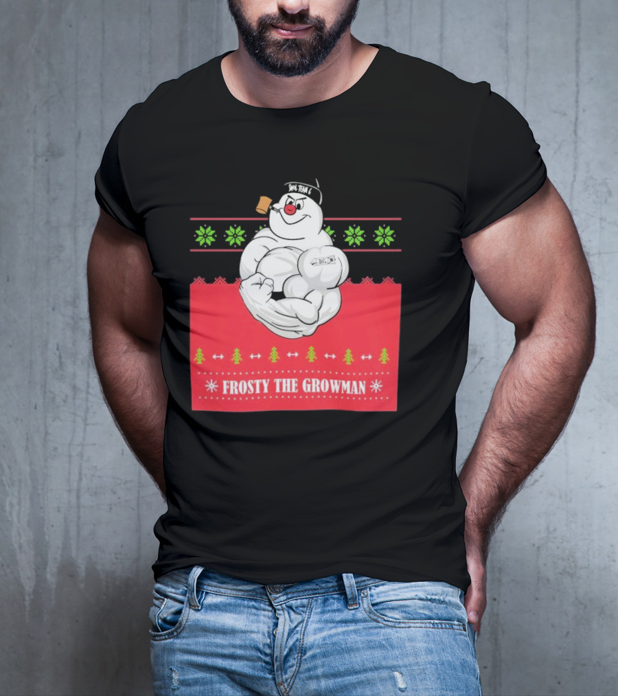 Frosty The Growman Christmas Bodybuilder Snowman T-Shirt