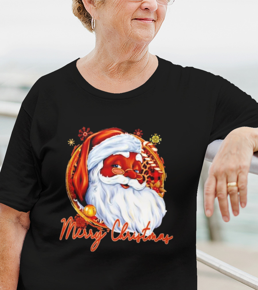 Handsome Black Santa Merry Christmas Festive Joyful Santa Image T-Shirt