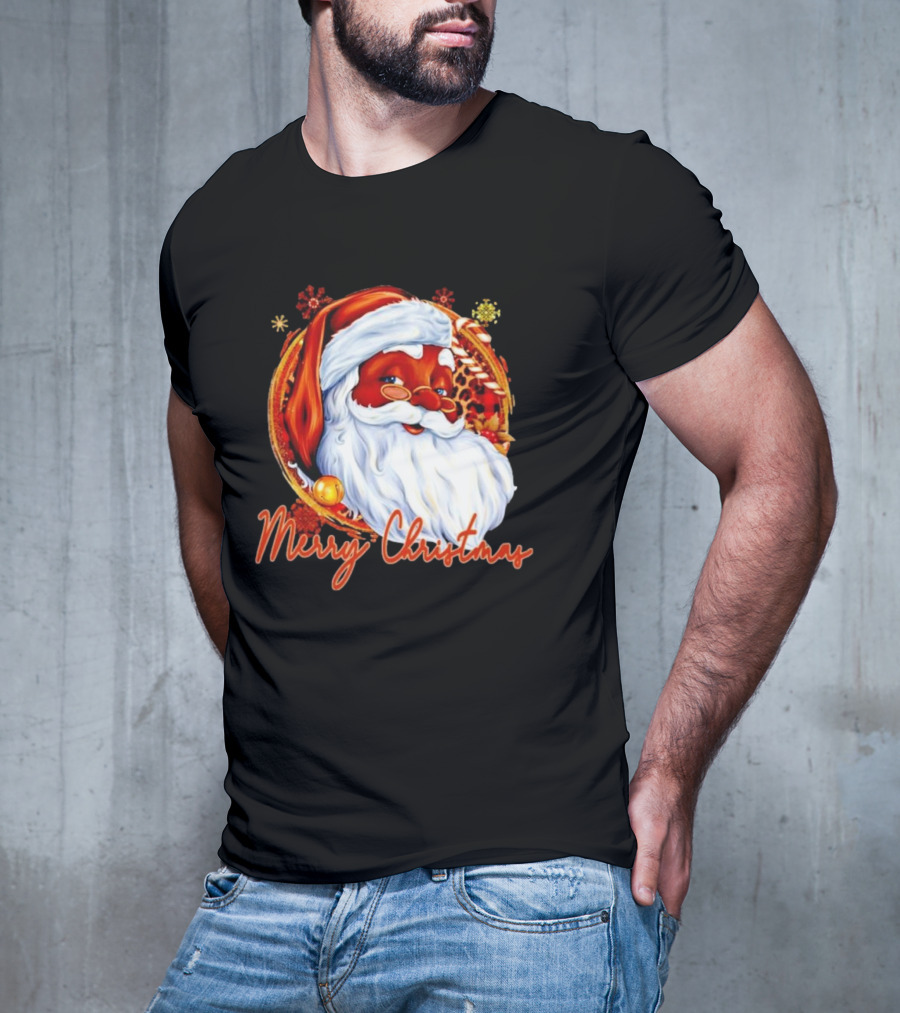 Handsome Black Santa Merry Christmas Festive Joyful Santa Image T-Shirt