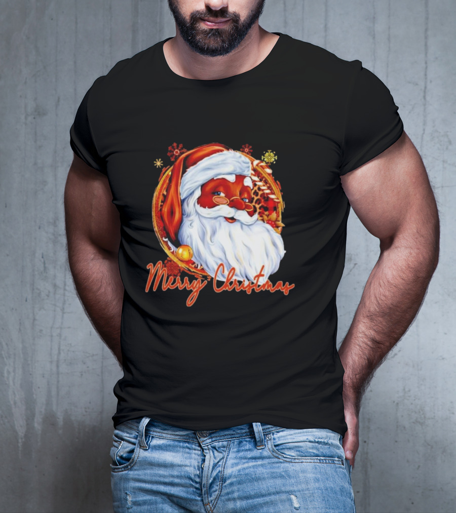 Handsome Black Santa Merry Christmas Festive Joyful Santa Image T-Shirt