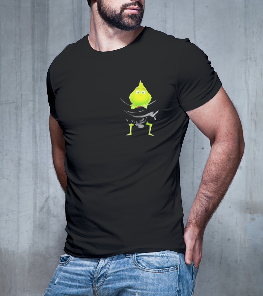 Grinch Peeking From Pocket T-Shirt