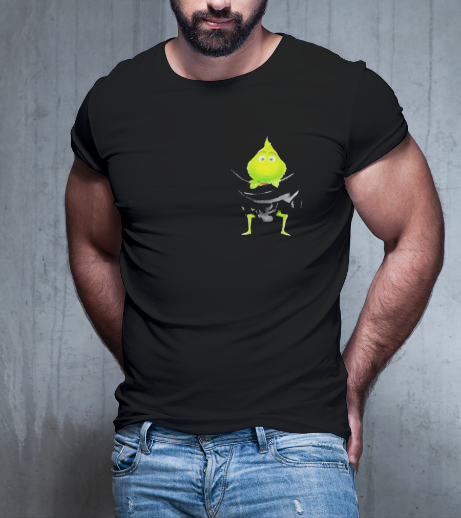 Grinch Peeking From Pocket T-Shirt