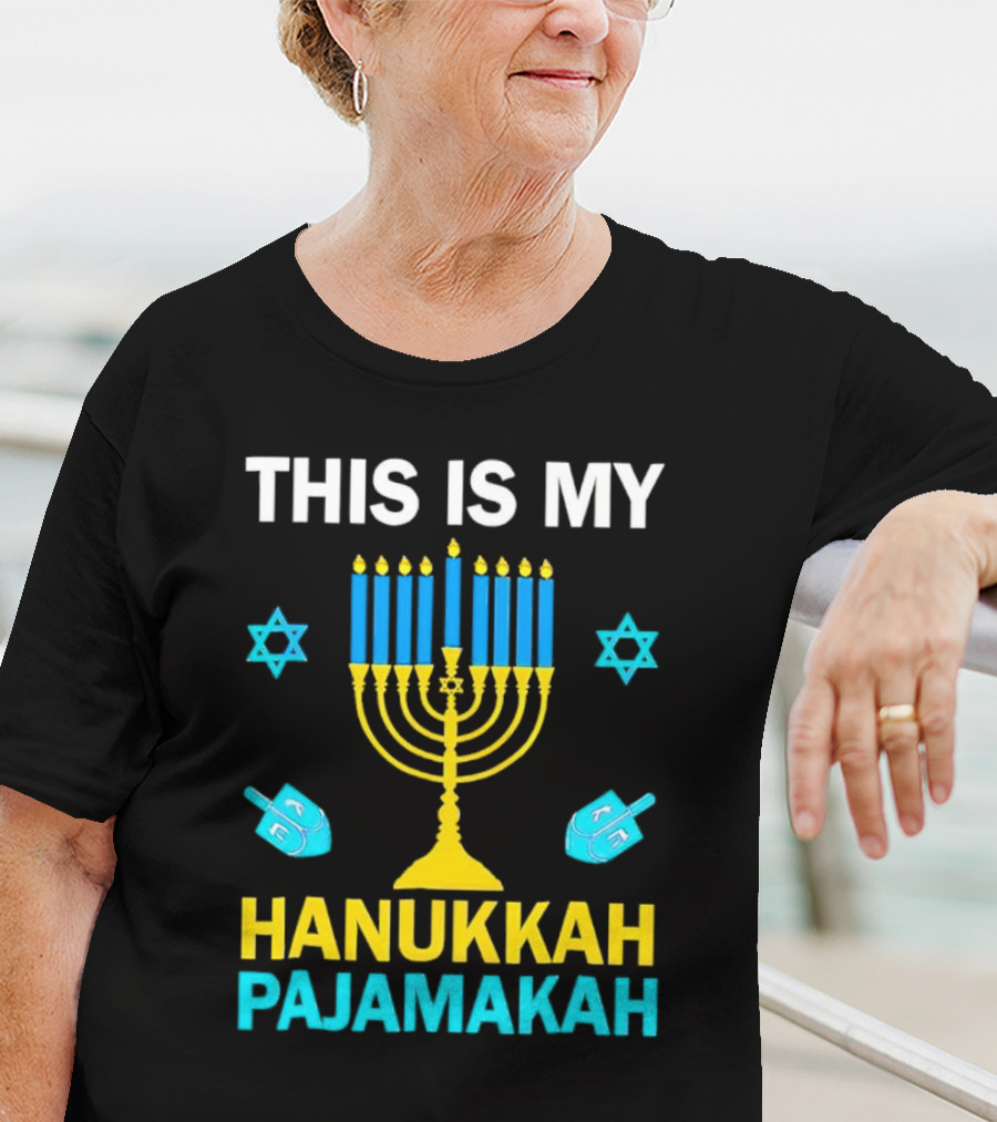 This Is My Hanukkah Pajamakah Menorah Dreidels Star Of David T-Shirt