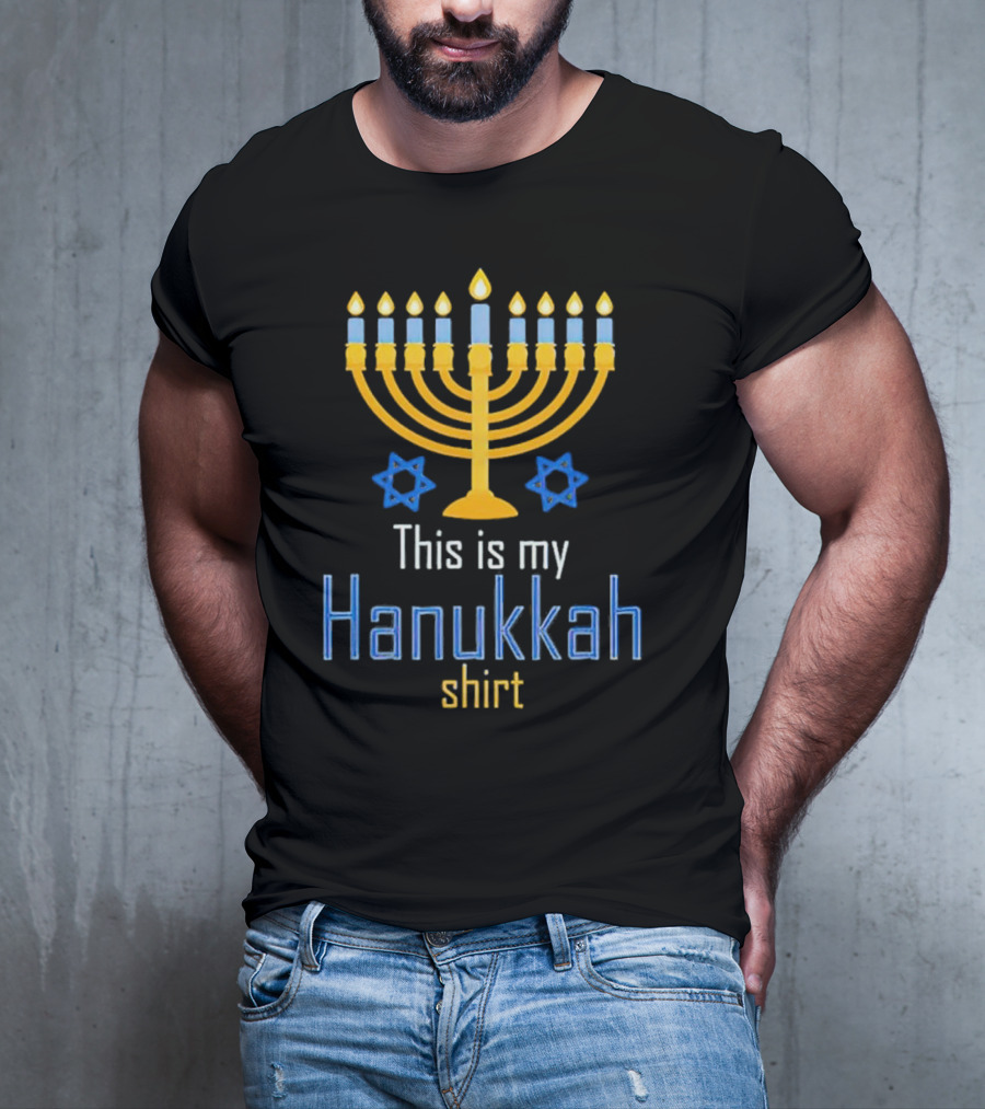 This Is My Hanukkah Shirt Menorah And Stars T-Shirt