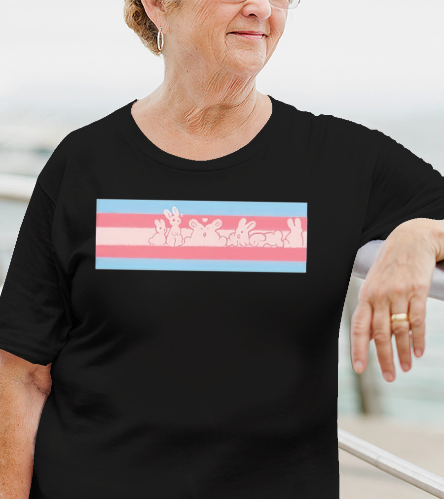 Trans Flag Bunny Band Stripes T-Shirt