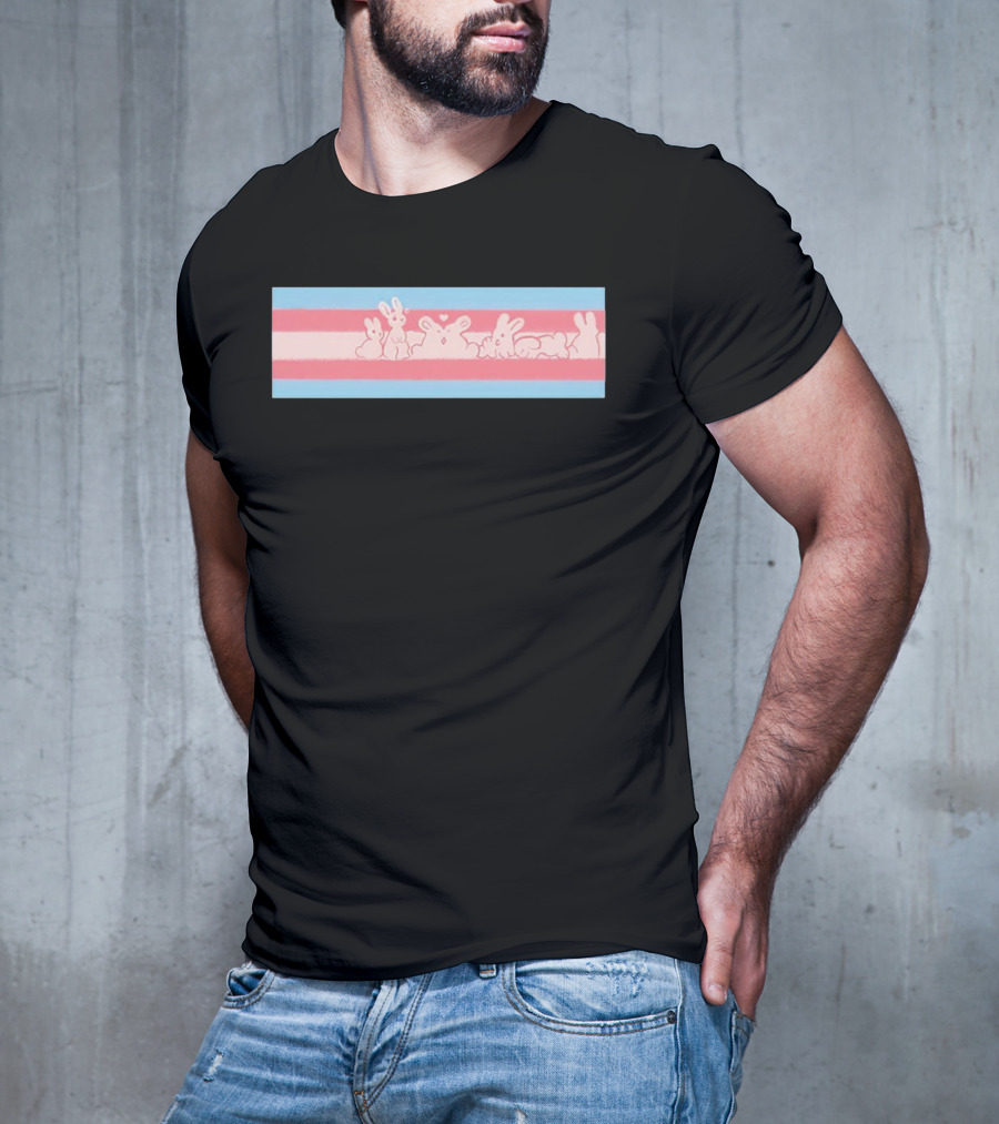 Trans Flag Bunny Band Stripes T-Shirt