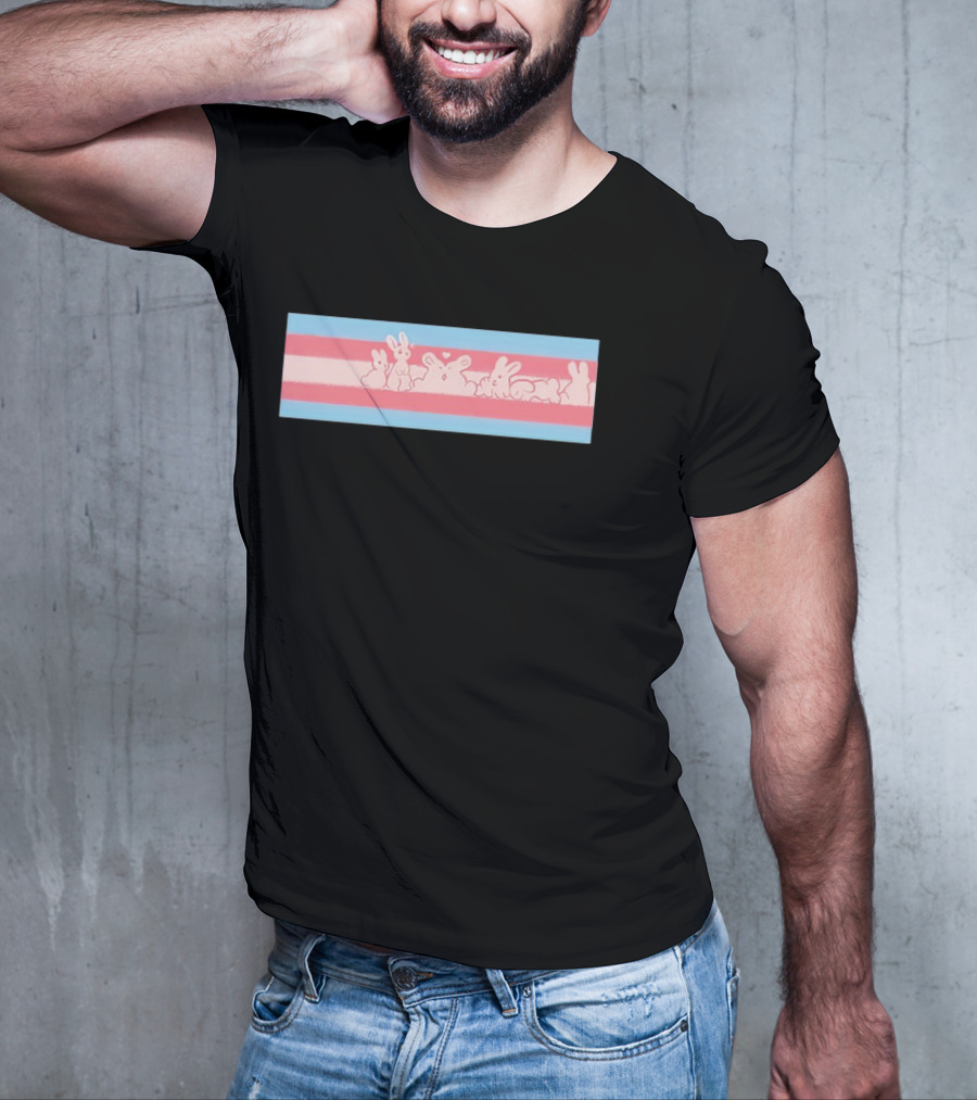 Trans Flag Bunny Band Stripes T-Shirt
