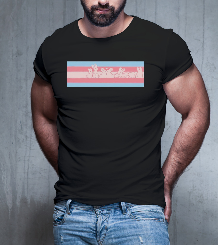 Trans Flag Bunny Band Stripes T-Shirt