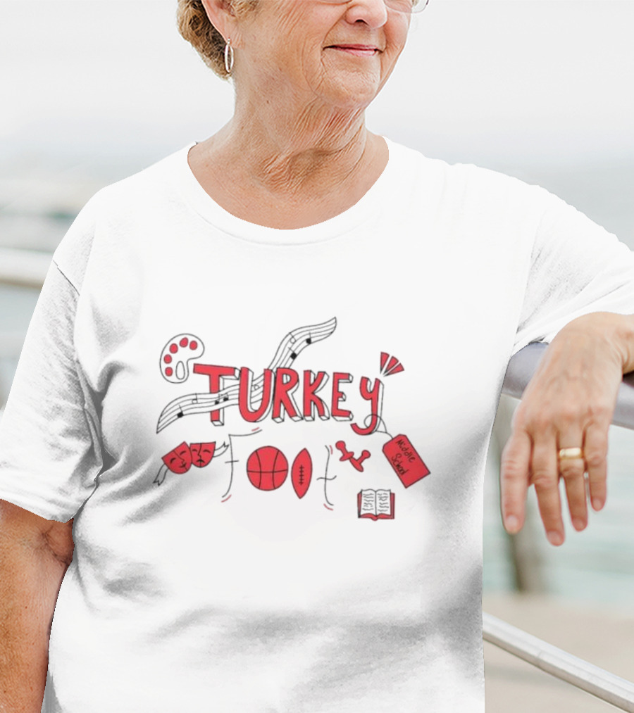 Turkey Foot Middle School Grade 6 Musical Sports And Academic Symbols T-Shirt