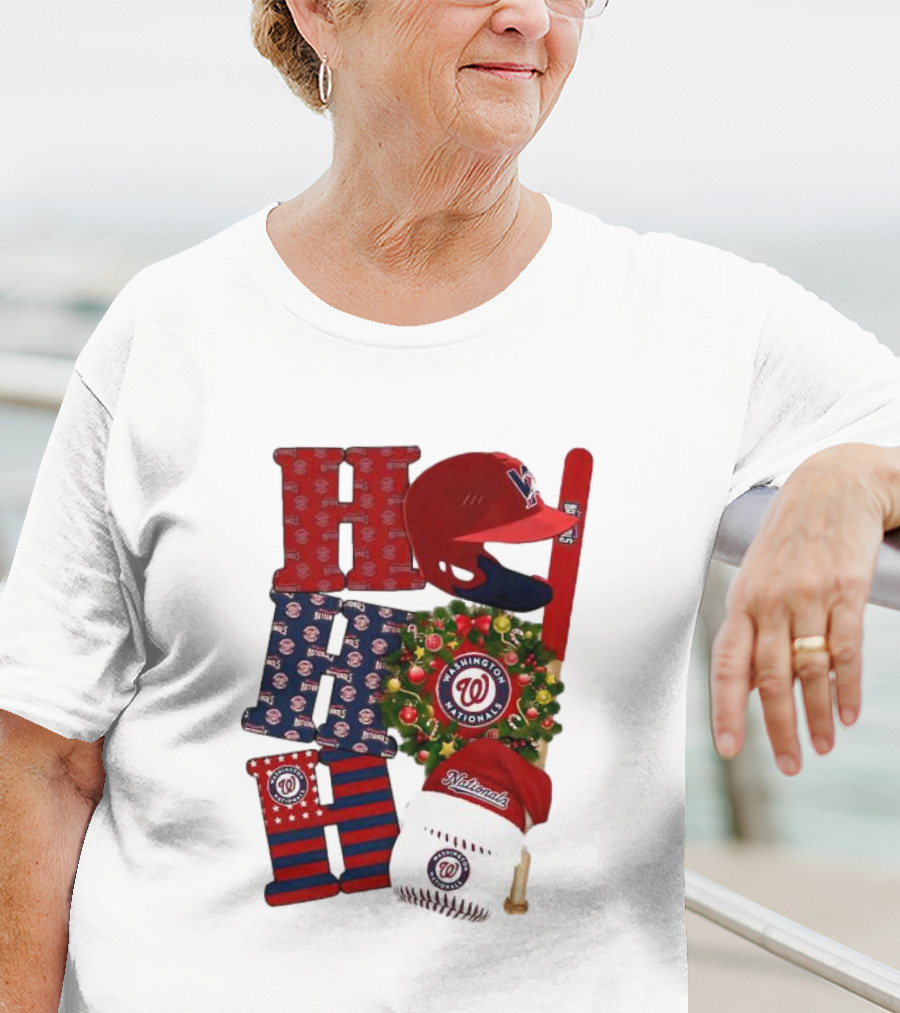 Washington Nationals Ho Ho Ho Merry Christmas Baseball Festive T-Shirt