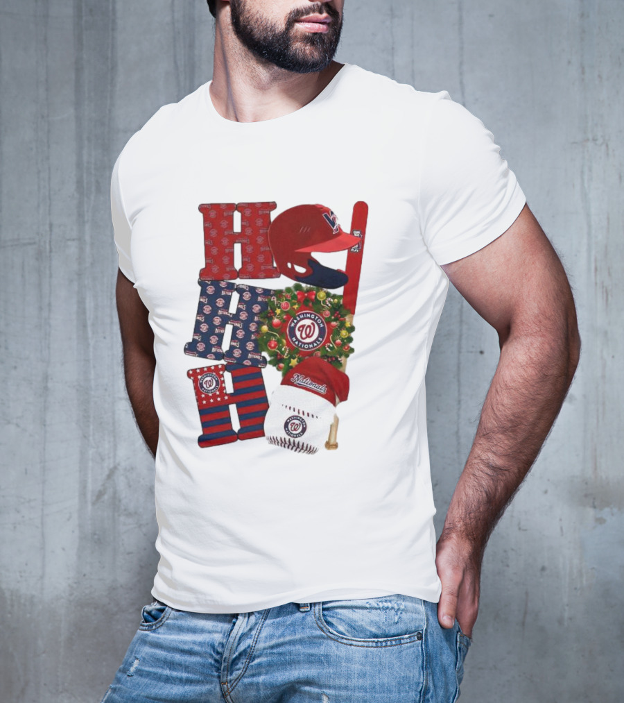 Washington Nationals Ho Ho Ho Merry Christmas Baseball Festive T-Shirt