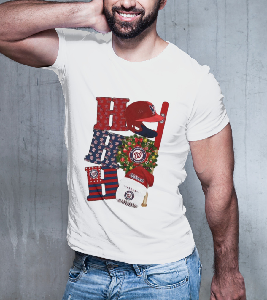 Washington Nationals Ho Ho Ho Merry Christmas Baseball Festive T-Shirt