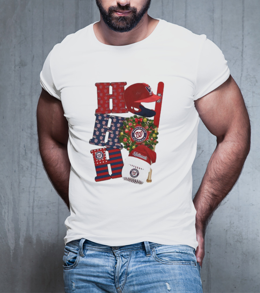 Washington Nationals Ho Ho Ho Merry Christmas Baseball Festive T-Shirt