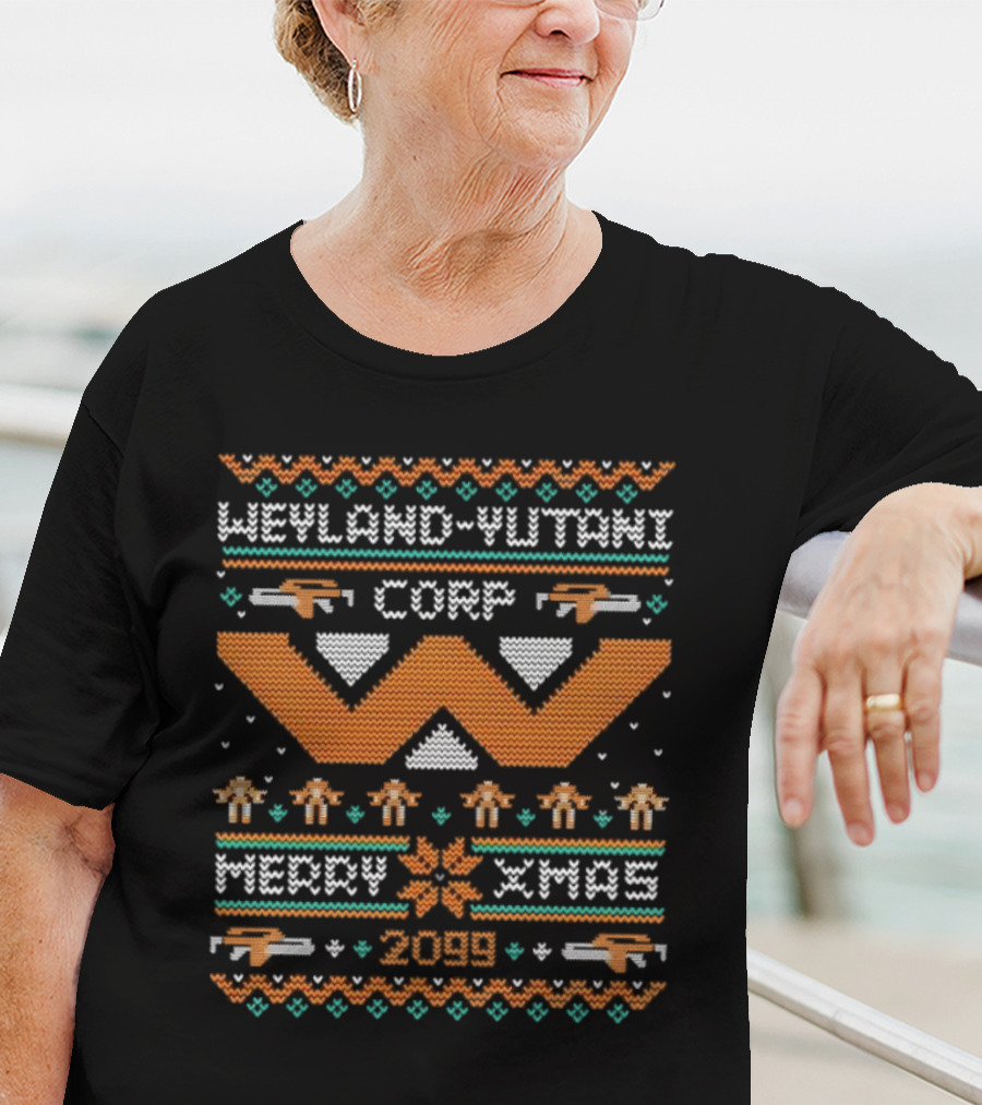 Weyland-Yutani Corp Merry Xmas 2099 Alien Themed Ugly Christmas T-Shirt