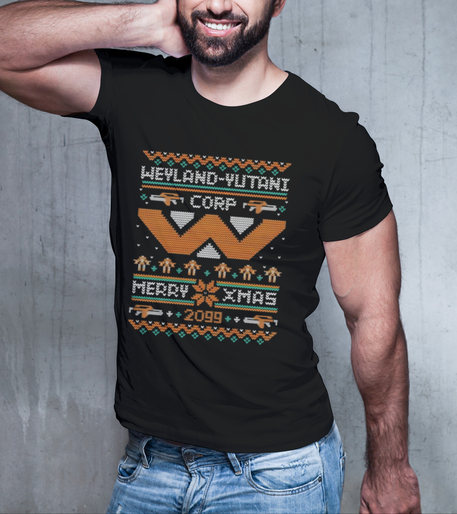 Weyland-Yutani Corp Merry Xmas 2099 Alien Themed Ugly Christmas T-Shirt