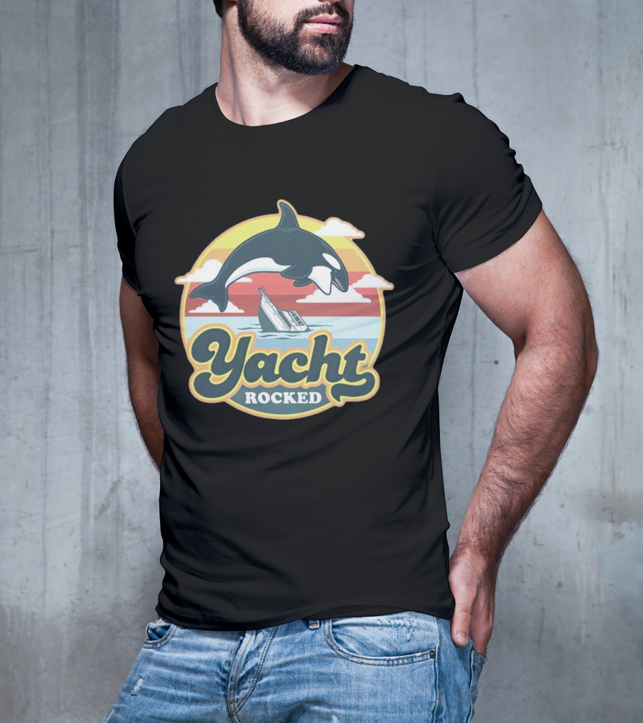Yacht Rocked Whale Ocean Scene T-Shirt
