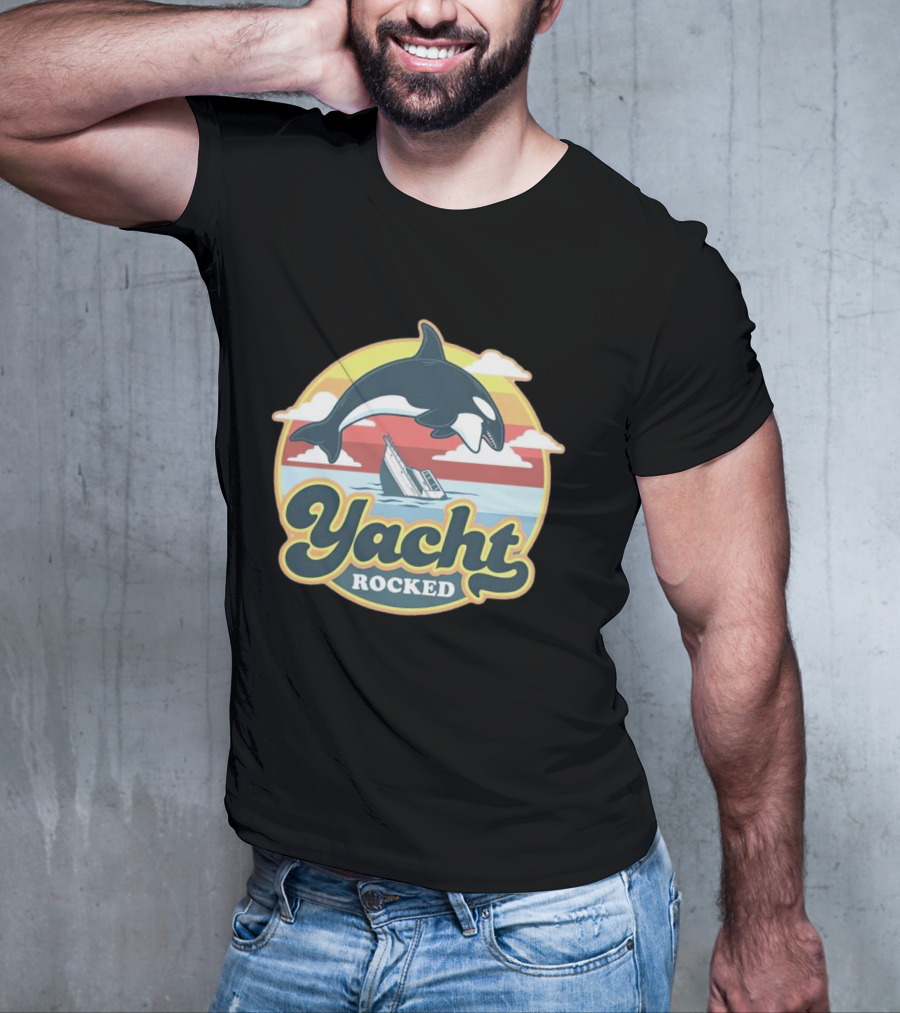 Yacht Rocked Whale Ocean Scene T-Shirt