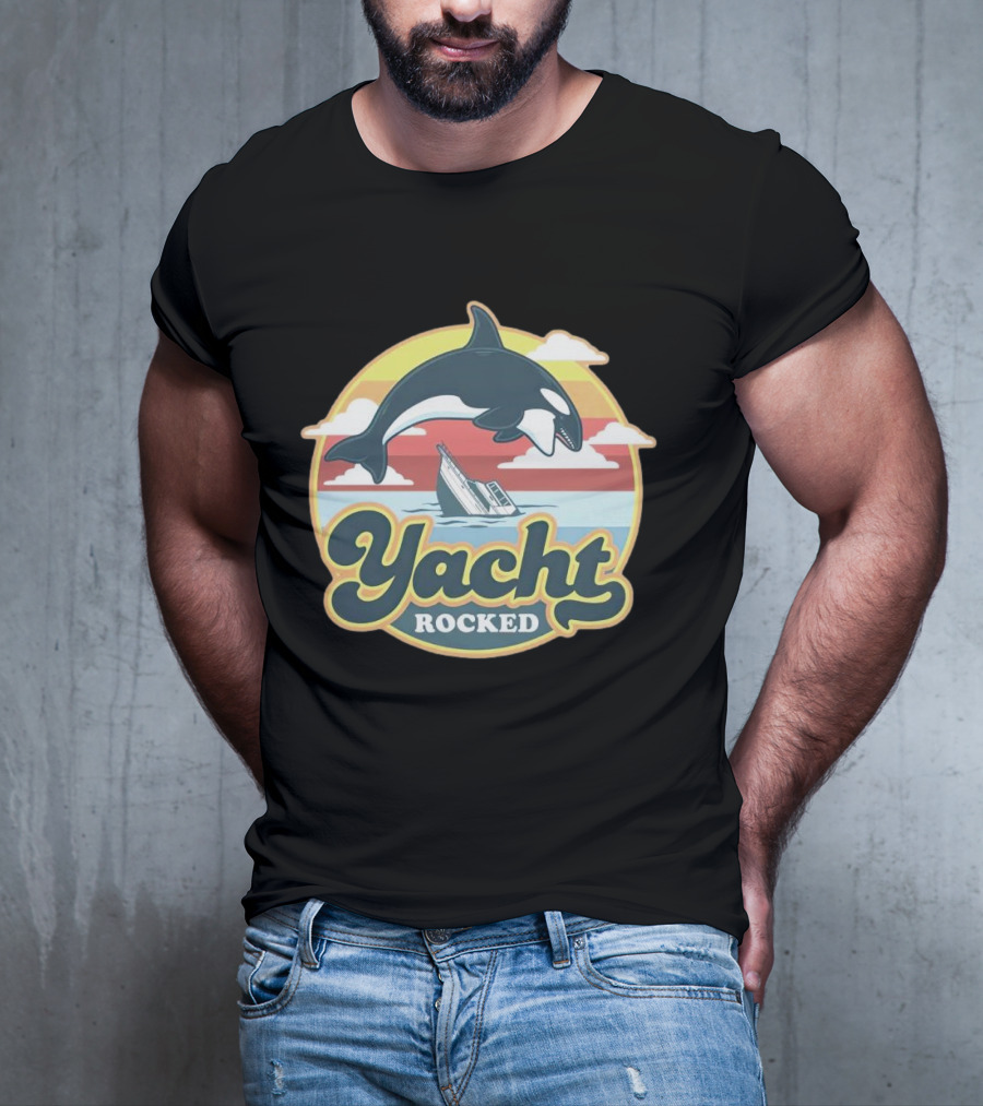Yacht Rocked Whale Ocean Scene T-Shirt