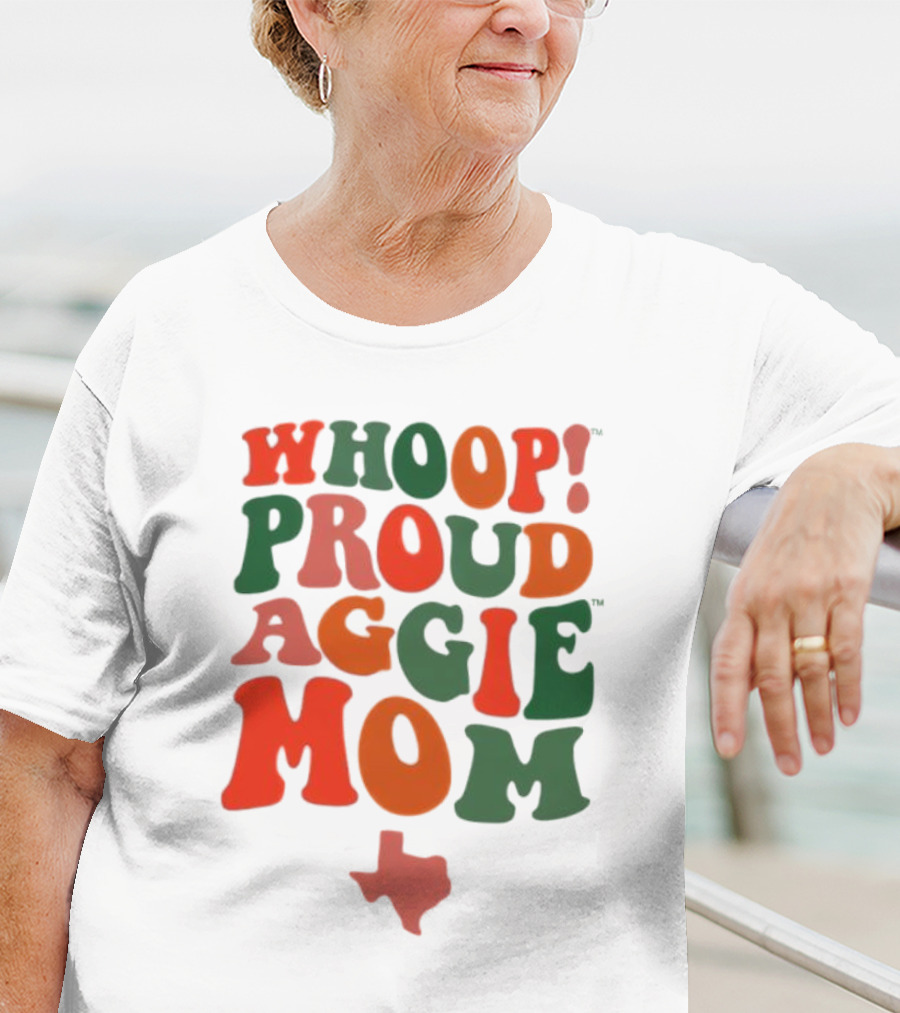Whoop Proud Aggie Mom Texas Map T-Shirt