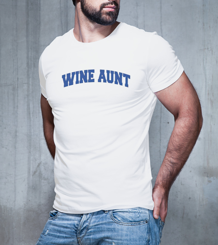Wine Aunt Blue Text T-Shirt
