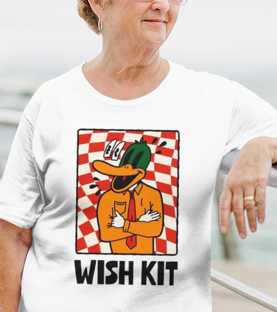 WISH KIT DUCK CHECKERED EYE POPPING CARTOON T-Shirt