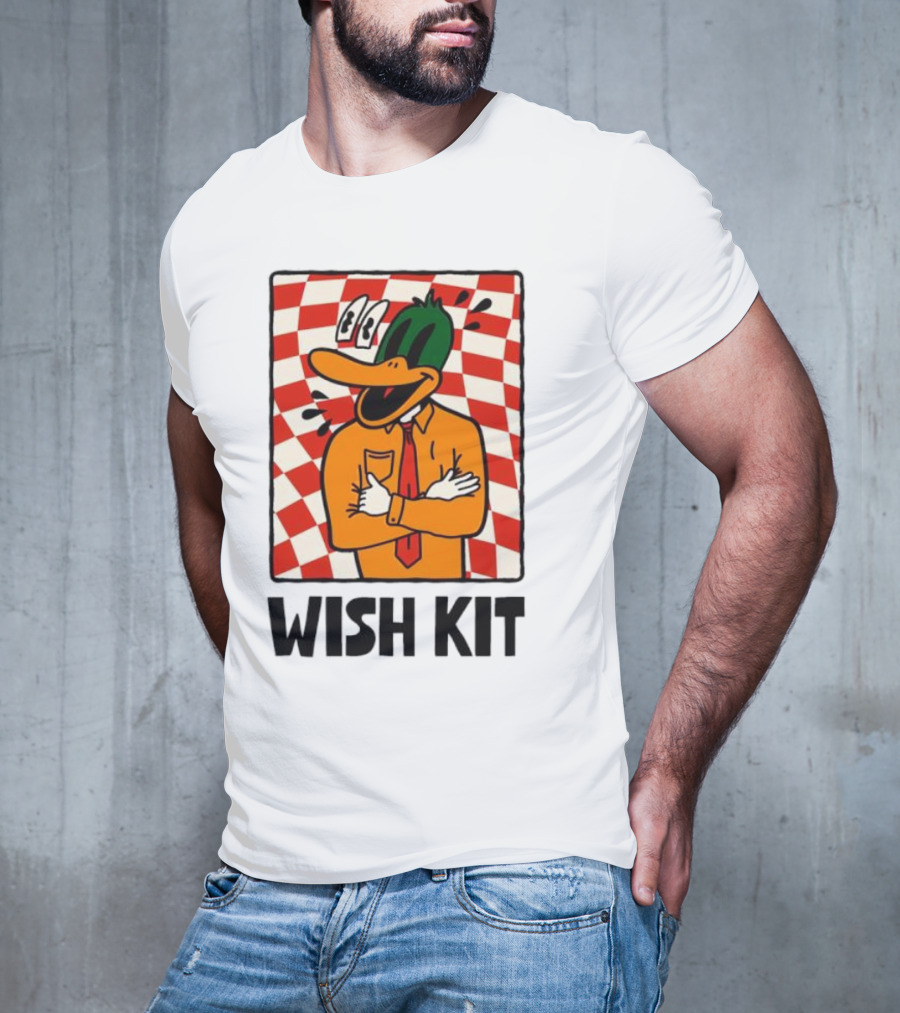 WISH KIT DUCK CHECKERED EYE POPPING CARTOON T-Shirt