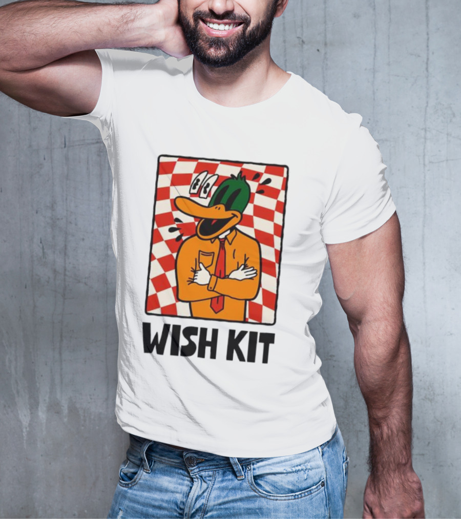 WISH KIT DUCK CHECKERED EYE POPPING CARTOON T-Shirt