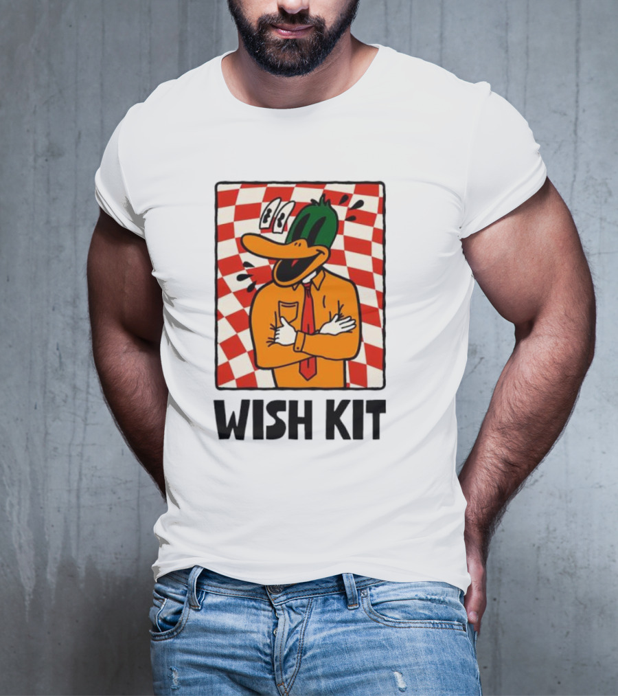 WISH KIT DUCK CHECKERED EYE POPPING CARTOON T-Shirt