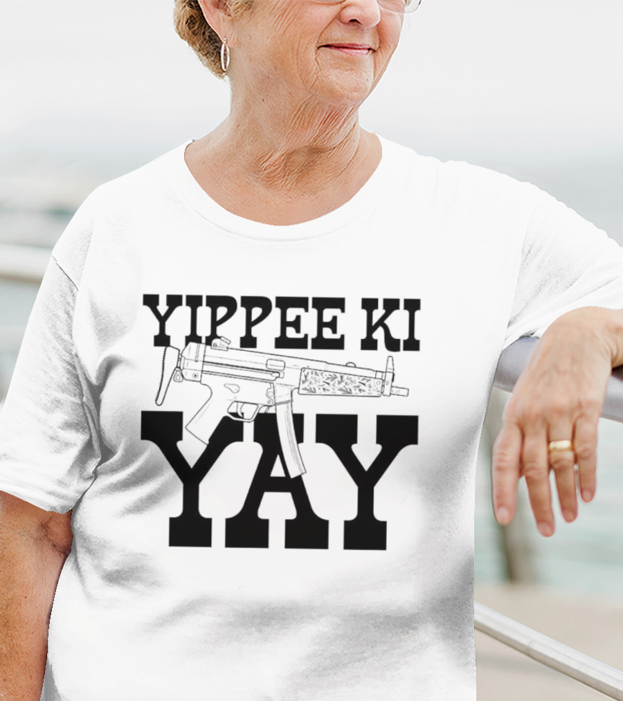 Yippee Ki Yay Retro Action Phrase With Gun T-Shirt