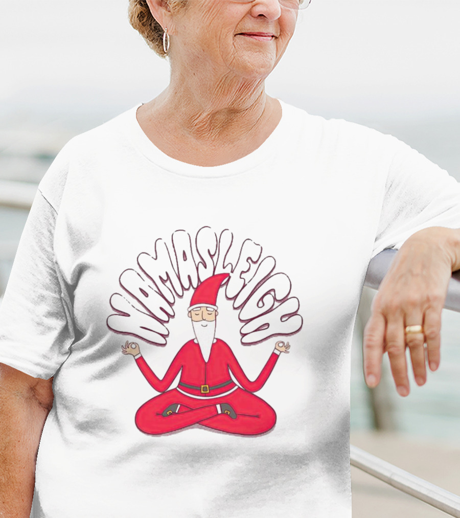Santa Claus Namasleigh Christmas Santa Meditation Holiday T-Shirt