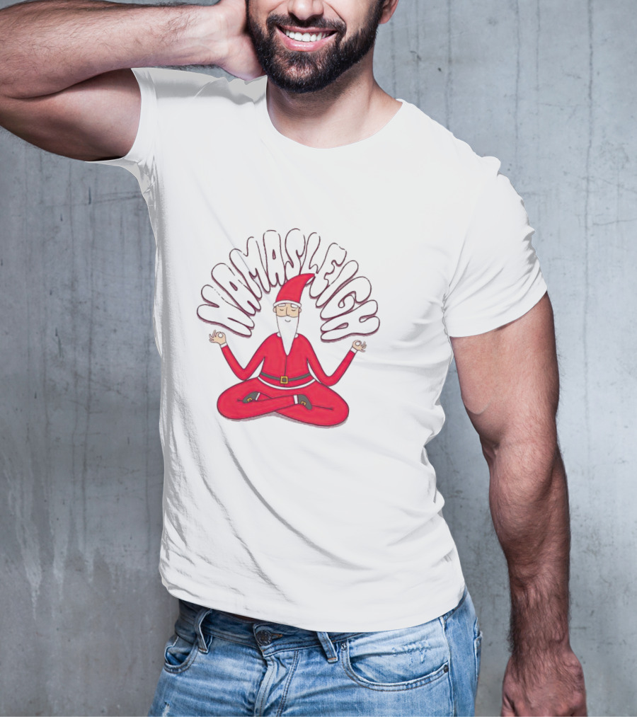 Santa Claus Namasleigh Christmas Santa Meditation Holiday T-Shirt