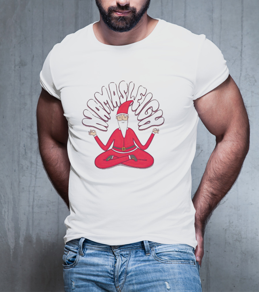 Santa Claus Namasleigh Christmas Santa Meditation Holiday T-Shirt