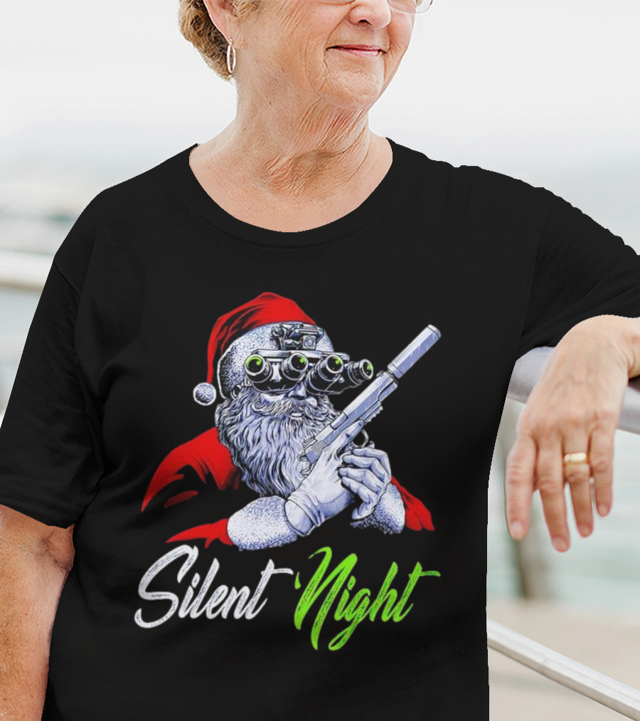 Silent Night Santa Claus With Night Vision And Rifle T-Shirt