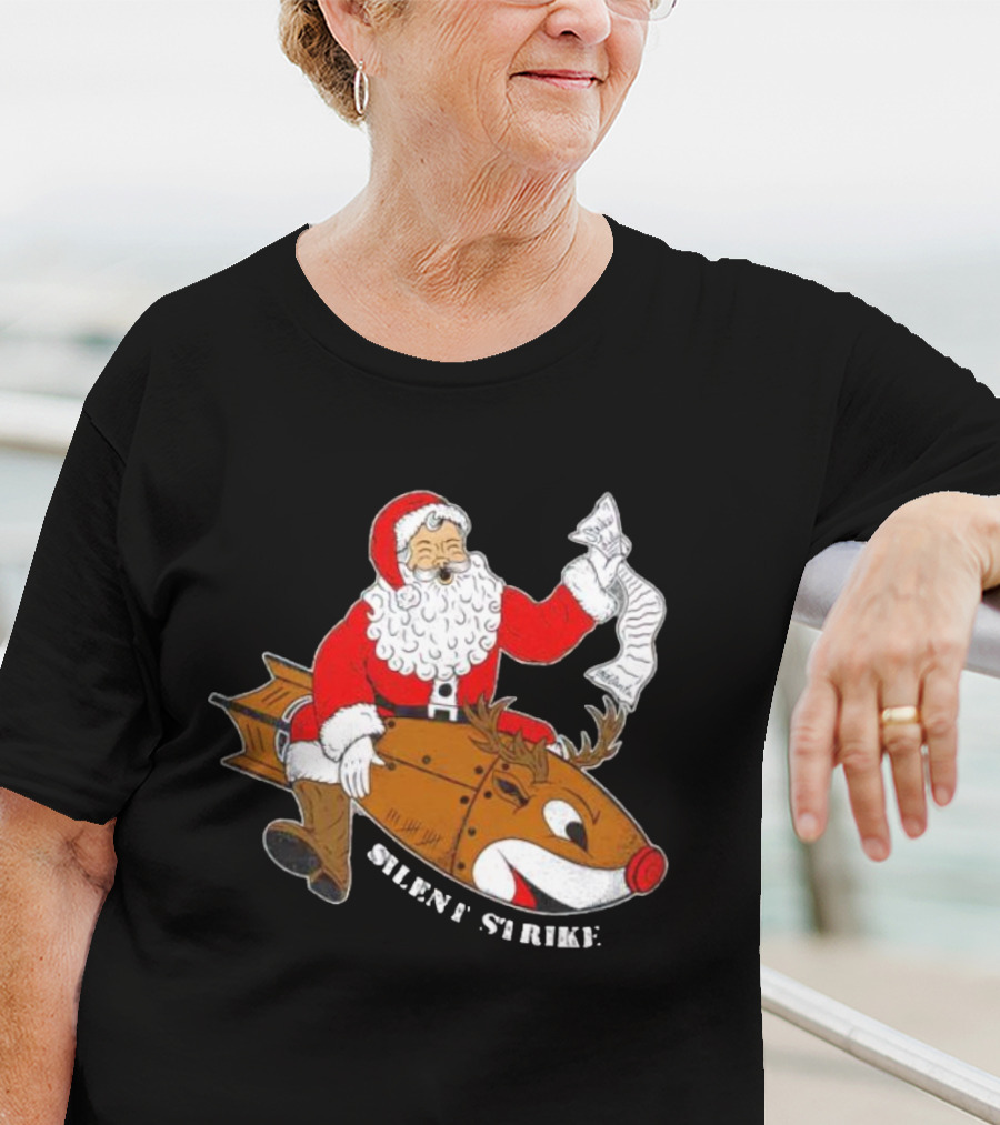 Silent Strike Santa Claus Riding Reindeer Rocket T-Shirt