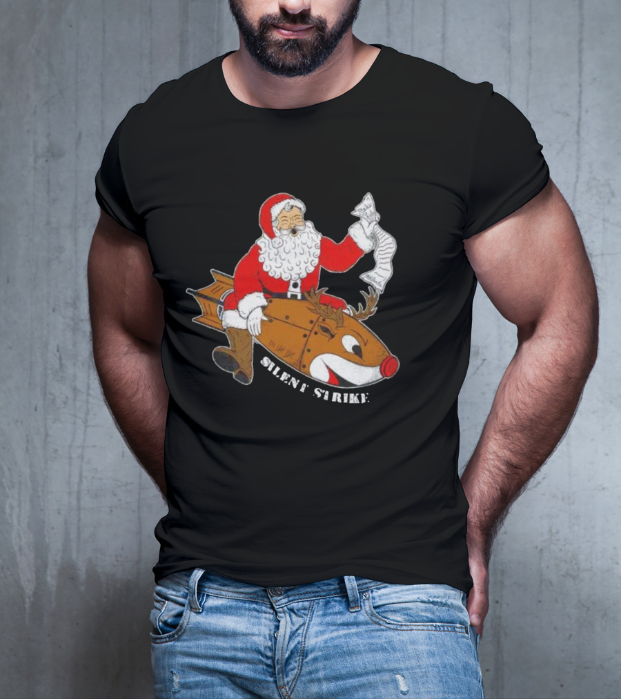 Silent Strike Santa Claus Riding Reindeer Rocket T-Shirt