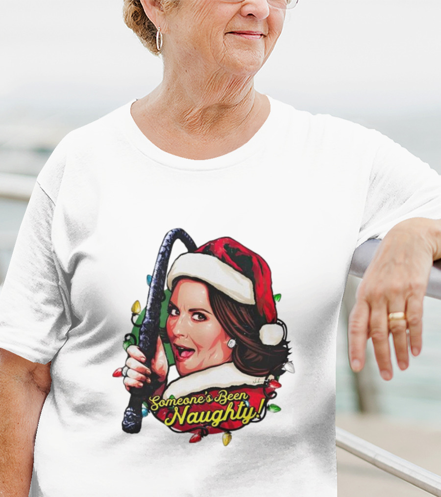 Santa Karen Walker Someone's Been Naughty Christmas Lights Whip T-Shirt