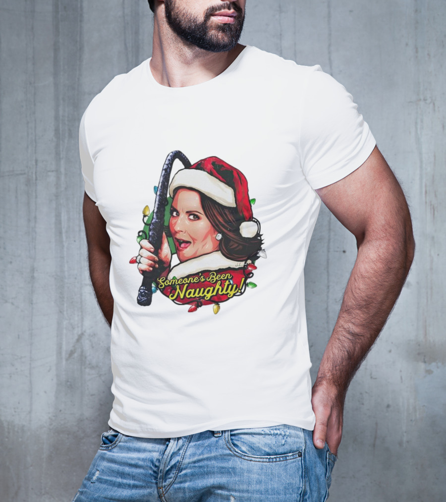 Santa Karen Walker Someone's Been Naughty Christmas Lights Whip T-Shirt