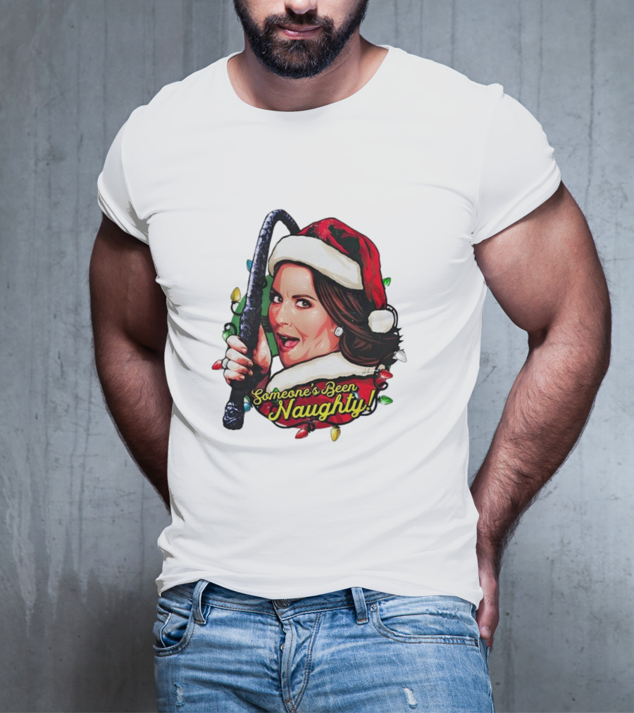 Santa Karen Walker Someone's Been Naughty Christmas Lights Whip T-Shirt