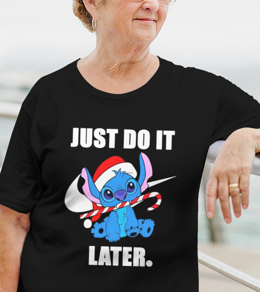 Santa Stitch Just Do It Later Christmas T-Shirt