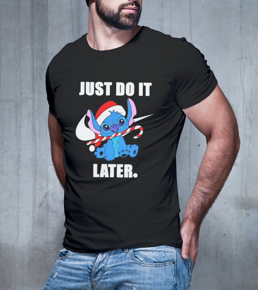 Santa Stitch Just Do It Later Christmas T-Shirt